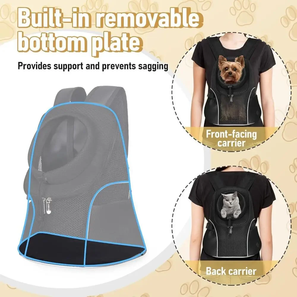 NWT WOYYHO Pet Dog Backpack Carrier Ventilated Mesh, Medium, 5-9lbs, Black